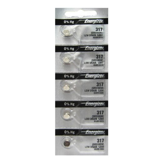 Energizer 317 Silver Oxide Coin Battery, 5 Pieces